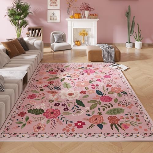Area Rug 5x7 Washable, Pink — 5'x7'