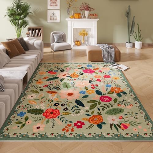 Area Rug 5x7 Washable, Green — 5'x7'