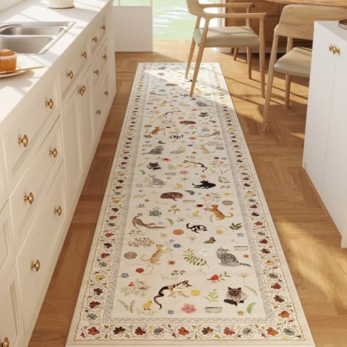 Long Hallway Runner Rug 2'7"x14' Washable Non Slip, Beige — 2'7"x14'