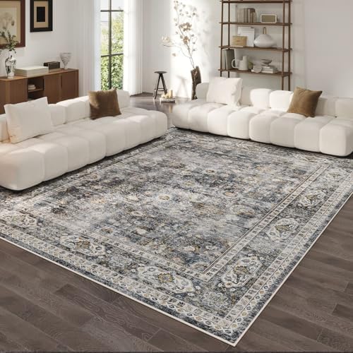 Area Rug 5x7 for Living Room Washable Vintage Non Slip, Grey — 5'x7'