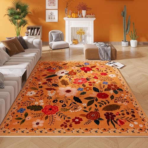 Area Rug 5x7 Washable, Yellow — 5'x7'